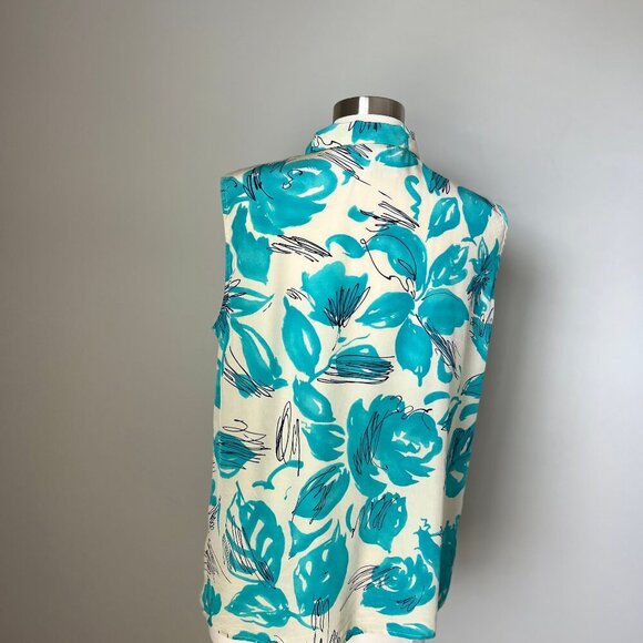 Vintage Women 100% Silk Blouse Floral Artsy Nature-Inspired Size 16 - Picture 13 of 16